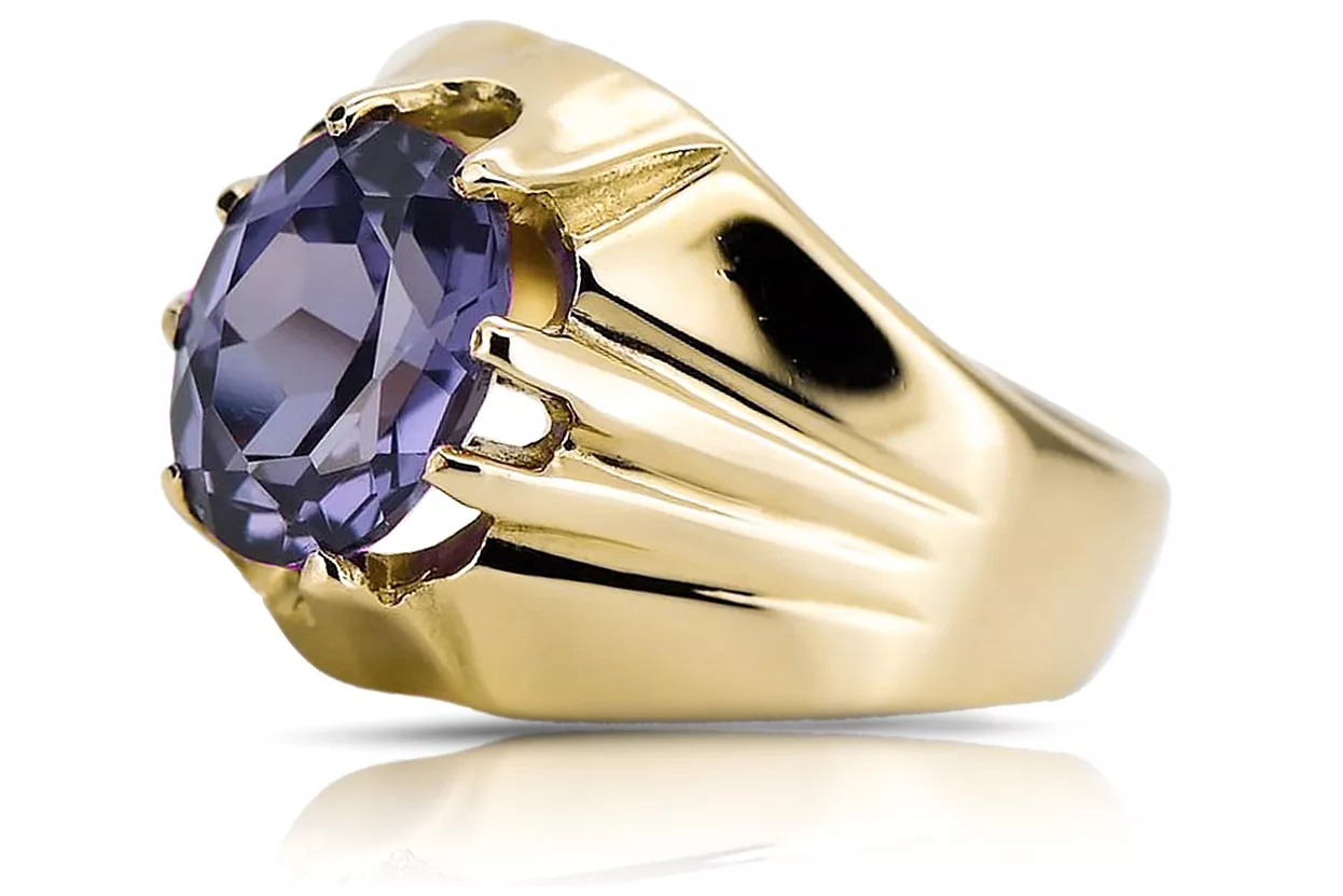 Винтаж украшения Кольцо Александрит 14-кв Желтое золото vrc016y